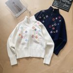 Louis Vuitton Sweater Red Jacquard Retro Autumn Winter And Pattern Embroidery