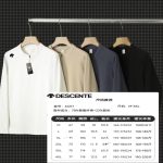 Descente Long-Sleeved Shirts Red Fleece Quick-Drying Fabric Autumn Winter
