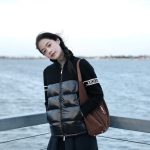 Moncler Down Jackets Black Wool Blend Duck Patch
