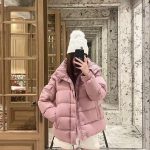 Moncler Down Jacket Pink Goose Duck Nylon Winter