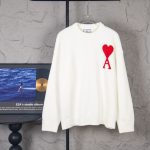 Ami Sweater Blue Cotton Wool Blend Polyester Jacquard
