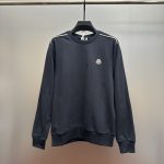 Moncler Long-Sleeved Sweatshirt Red Cotton Fleece Ribbed Fabric Embroidery