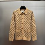 Gucci Cardigan Khaki Wool Jacquard Winter Pattern