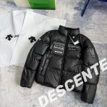 Descente Long-Sleeved Red Feather Duck Down Adhesive Nylon Velvet Imitation Leather 3D Cutting Embroidery Color Blocking