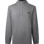 Prada Sweater Black Wool Blend Ribbed Fabric