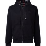 Burberry Outerwear Black Cotton Fleece Fabric Embroidery Patch Plaid Patchwork