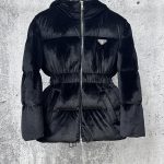 Prada Down Jacket Velvet Autumn Winter And 3D Waistline