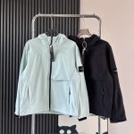 Stone Island Coat Red Fleece Professional Outdoor Autumn Winter Zippered Pocket