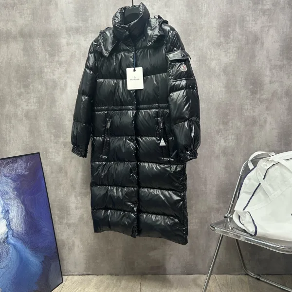 Moncler Outerwear Black Down Nylon Adjustable Drawstring Simple And Elegant Winter