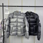 Moncler Down Jacket Red Duck Autumn Winter And Glossy Fabric Side Pockets