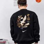 Nike Sweatshirt Black Cotton Fleece Ribbed Fabric