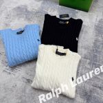 Ralph Lauren Long-Sleeved Shirts Red Cotton Pure Jacquard Cable Knit Pattern Embroidery