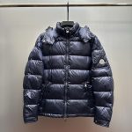 Moncler Down Jacket Red Duck Nylon Fabric Metal Logo