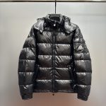 Moncler Down Jacket Red Duck Nylon Fabric Metal Logo
