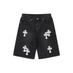 Chrome Hearts Jeans Red Genuine Leather Distressed Even Stitching