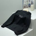 Fila Long-Sleeved Shirt Red Fleece Coral Fabric Simple Design Soft Colors Winter