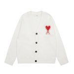 Ami Shirts Red Cotton Wool Down Jacquard Street Style Embroidery