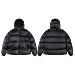 Prada Outerwear Red Goose Down Nylon Microfiber Fabric Soft Touch Side Stripes
