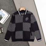 Louis Vuitton Sweater Blue Wool Cashmere Jacquard Side Pockets