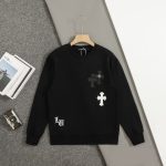 Chrome Hearts Sweatshirt Red Cotton Pure Leather Patchwork Winter Patch