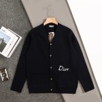 Dior Sweater Red Cotton Wool Cashmere Blend Embroidery Resin Buttons