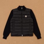 Moncler Down Jacket Red Duck Knitted Fabric Clean Lines Winter
