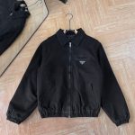 Prada Outerwear Ash Cotton Silk Velvet Denim Cloud Elegant Black Sophistication Metal Logo